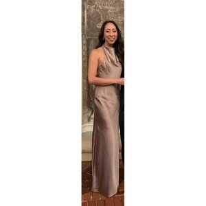 Revelry Veronica Satin Dress Size 0 in Taupe